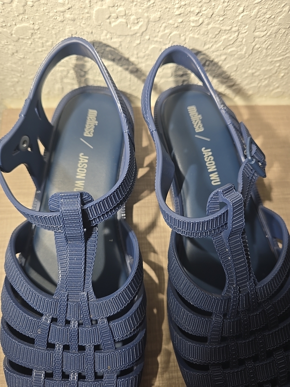 Melissa Jason Wu Navy Blue Woven Jelly Sandals - Picture 2 of 13